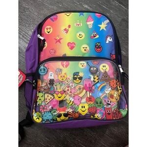 Emoji Backpack Kids Unisex One Size Purple Rainbow Floating Charms School Bag